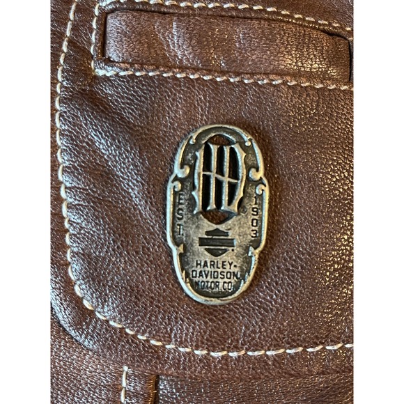 Harley Davidson Madrona Leather Hooded Jacket Brown Size S Biker Motorcycle - Picture 5 of 12